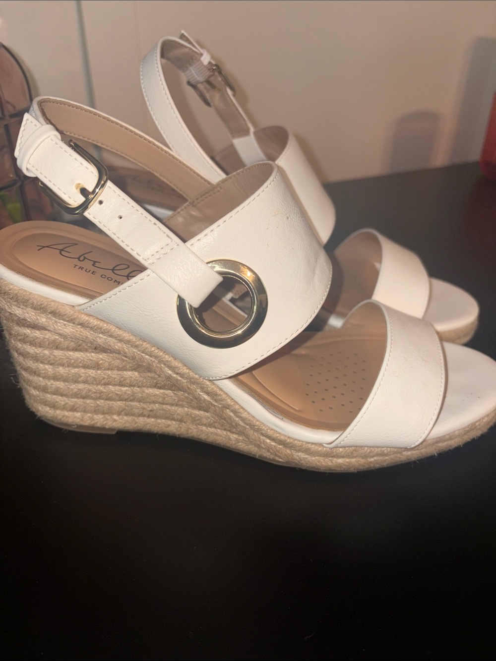Abella White Espadrille Rope Wedge Sandals
